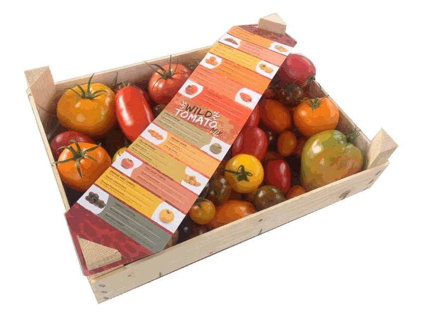 Wilde tomatenmix in een kistje